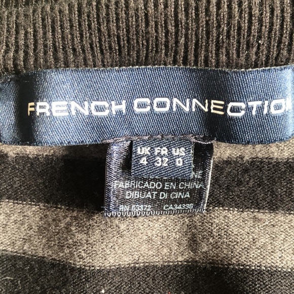 French Connection Black Dark Gray Stripe Tunic Sweater 0 - Picture 6 of 7